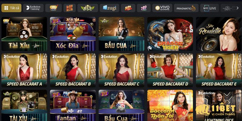 Các trò chơi kinh điển tại live casino 11Bet